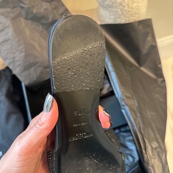 Saint Laurent Tribute Rhinestone Suede Sandal - Picture 4 of 11